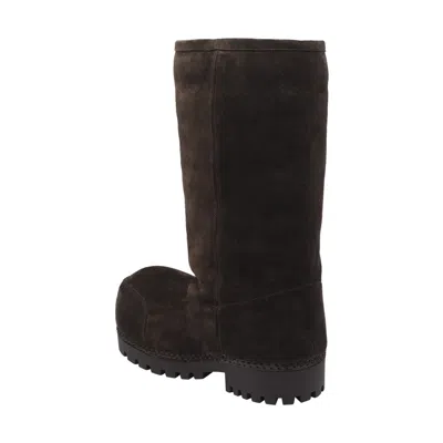 Balenciaga Suede Mid-calf Chunky Sole Ankle Boots In Brown