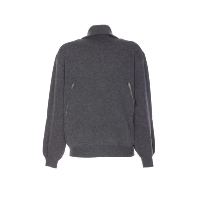 Balenciaga High Neck Sweater Lateral Zip Detail In Gray
