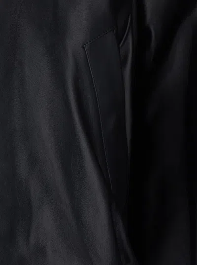 Balenciaga Women Black Jacket With Dropped Shoulders And High Neck In Leather Woman In Black