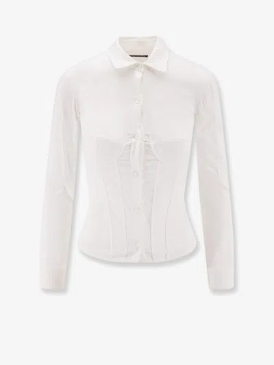 Balenciaga Long Sleeve Corset Shirt With Collared Design In White