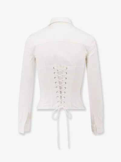Balenciaga Long Sleeve Corset Shirt With Collared Design In White