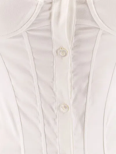 Balenciaga Long Sleeve Corset Shirt With Collared Design In White