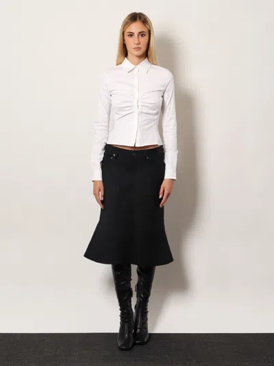Balenciaga Flared Midi Skirt Featuring Five Pockets In Black