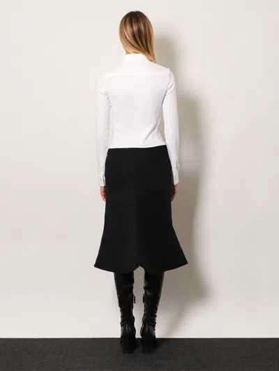 Balenciaga Flared Midi Skirt Featuring Five Pockets In Black