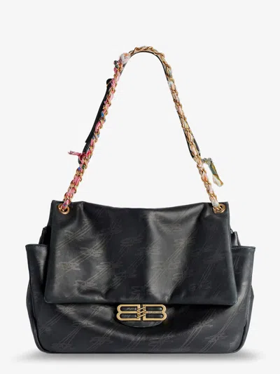 Balenciaga Women Darling Leather Shoulder Bag With Bb Logo On The Front In Black