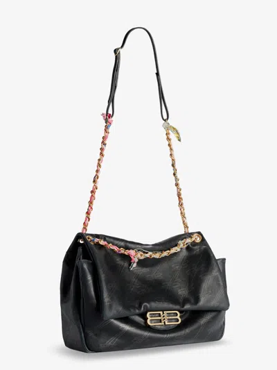 Balenciaga Women Darling Leather Shoulder Bag With Bb Logo On The Front In Black