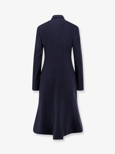 Balenciaga Women Godet Midi Double-breasted Wool Coat In Blue