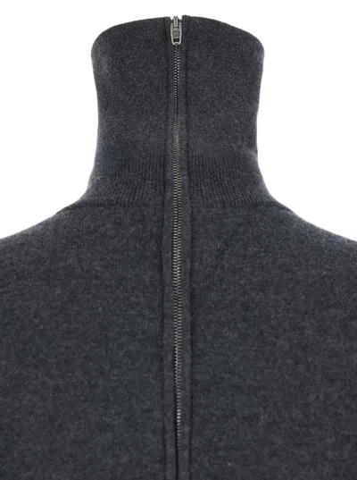 Balenciaga Women Grey Turtleneck Sweater With Rear Zip In Wool Woman In Multi