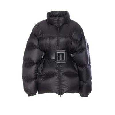 Balenciaga Women Hourglass Belted Short Down Jacket In Black