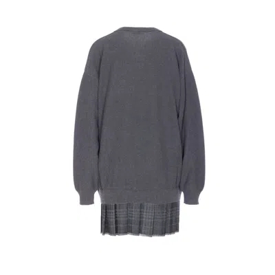 Balenciaga Long Sleeve Layered Sweater Dress In Gray