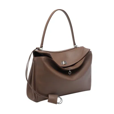 Balenciaga Women Rodeo Medium Leather Handbag In Brown