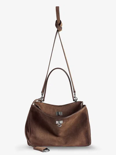 Balenciaga Women Rodeo Small Suede Crossbody Bag In Brown