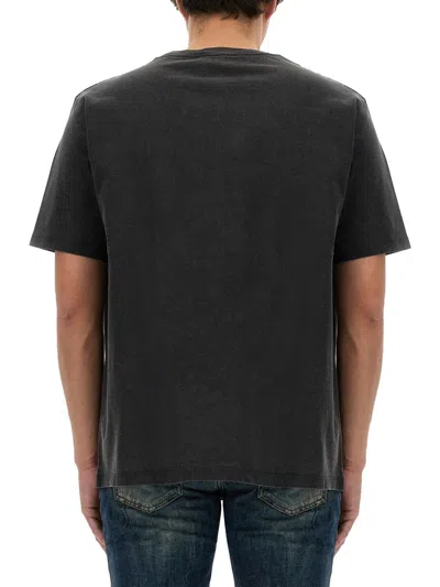 Balmain T-shirt With Logo Embroidery In Gray
