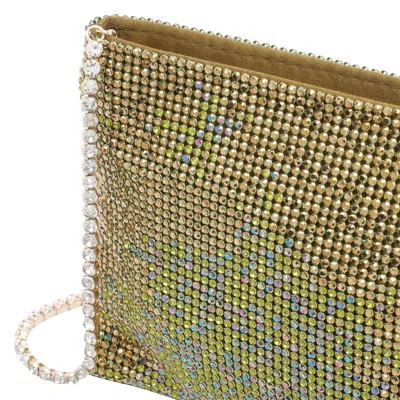 Benedetta Bruzziches Rectangular Rhinestone Chain Strap Clutch Bag In Green