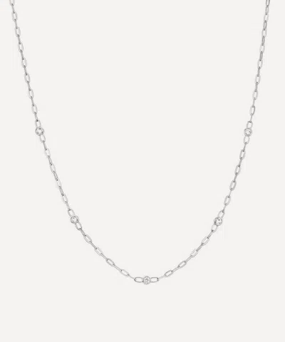 Dinny Hall Sterling Silver Sapphire Paperclip Chain Necklace In Metallic