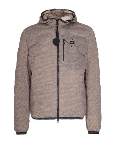 Blauer Textured Padded Jacket With Hood In Brown