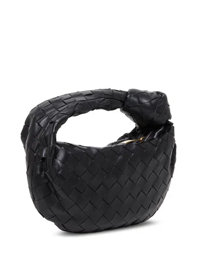 Bottega Veneta Women Mini Jodie Leather Handbag With Intrecciato Motif In Black