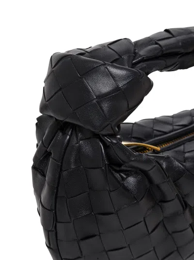 Bottega Veneta Women Mini Jodie Leather Handbag With Intrecciato Motif In Black