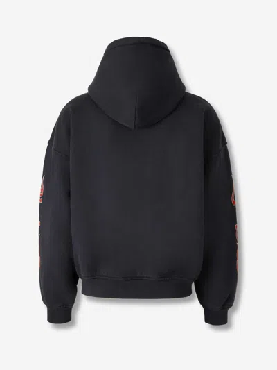 Rhude Stallion Logo-print Hooded Cotton Sweatshirt In Black