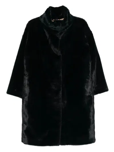 Herno High-neck Faux-fur Coat Clothing In Black