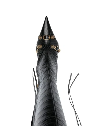 Balenciaga Crocodile Effect Leather Stiletto Heel Boots In Multi