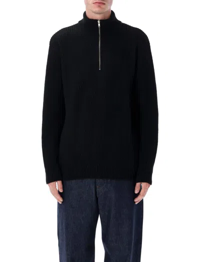 Colorful Standard Recycled Merino Wool Quarter Zip Sweater In Black
