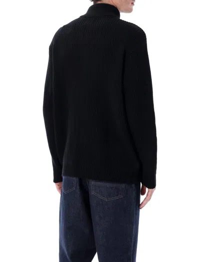 Colorful Standard Recycled Merino Wool Quarter Zip Sweater In Black