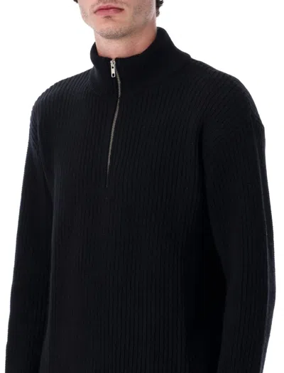 Colorful Standard Recycled Merino Wool Quarter Zip Sweater In Black