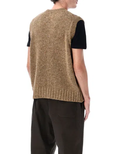 Howlin' Sleeveless V Neck Ribbed Knit Vest In Brown