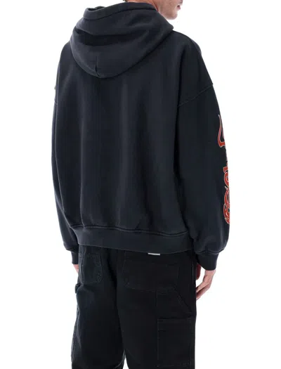 Rhude Stallion Logo-print Hooded Cotton Sweatshirt In Blue