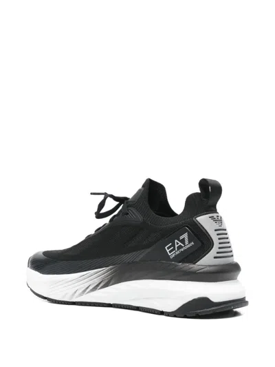 Ea7 Lace-up Silk Sneakers In Black