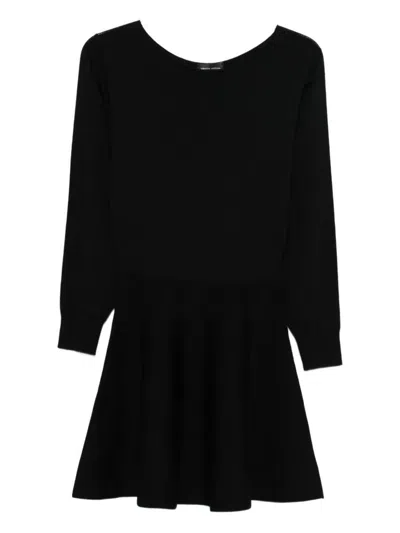 Roberto Collina Long-sleeved Wool Flared Dress Clothing In Black