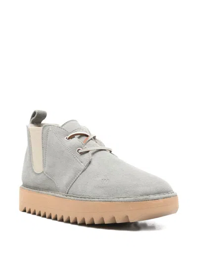 Woolrich Suede Leather Ankle Boots With Pull Tab In Gray
