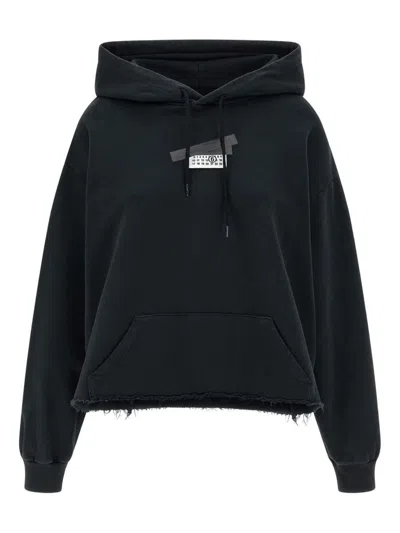 Mm6 Maison Margiela Casual Hoodie Featuring Tape Detail In Black