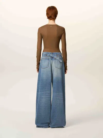 Ami Alexandre Mattiussi Wide Leg Denim Trousers Featuring Pockets In Blue