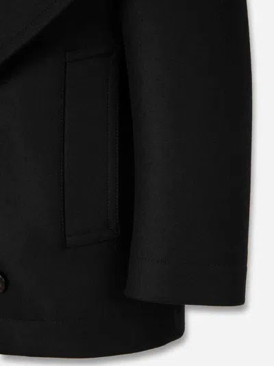 Bottega Veneta Short Wool Coat In Black