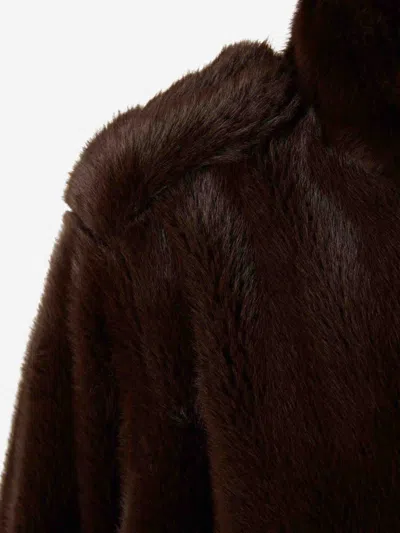 Darkpark Short Fur Coat In Brown