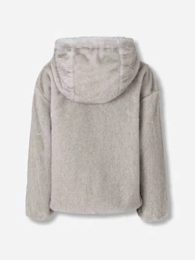 Herno Relaxed-fit Grey Jacket With Plush Texture And Hood In Gray