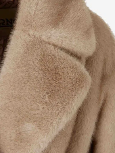 Herno Long Fur Coat In Brown