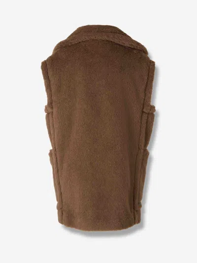 Max Mara Long Teddy Vest In Brown