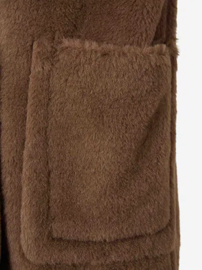 Max Mara Long Teddy Vest In Brown