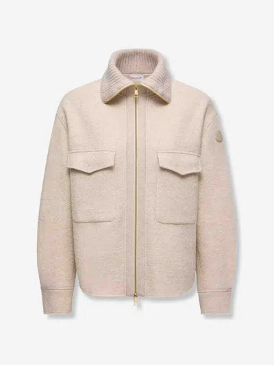 Moncler Bouclé Wool Jacket In Neutral