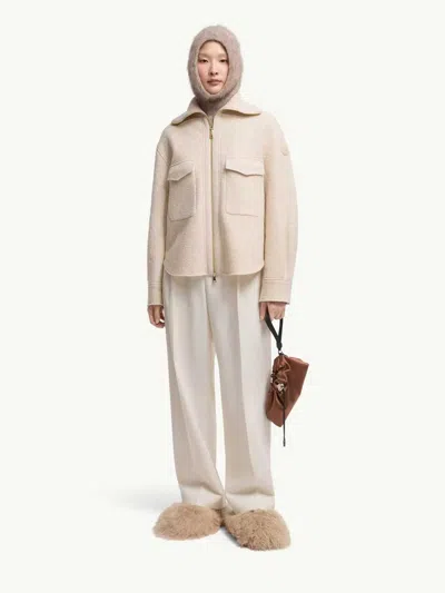Moncler Bouclé Wool Jacket In Neutral