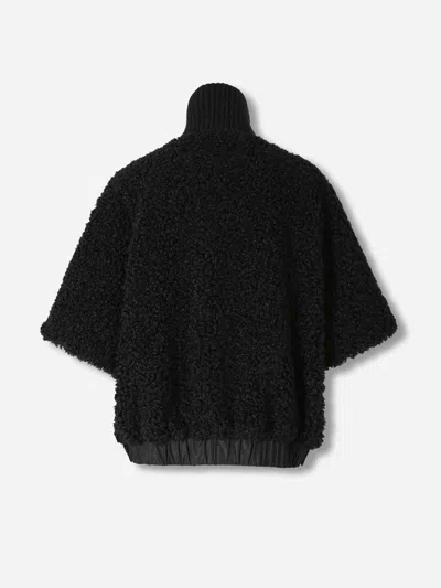 Moncler Reversible Leather-trimmed Cape In Black