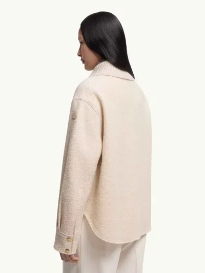 Moncler Bouclé Wool Jacket In Neutral