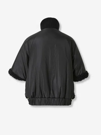 Moncler Reversible Leather-trimmed Cape In Black