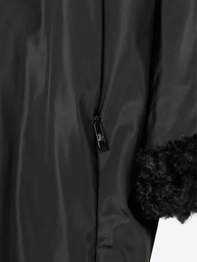 Moncler Reversible Leather-trimmed Cape In Black