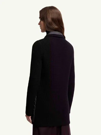 Moncler Quilted Knit Cardigan In Black