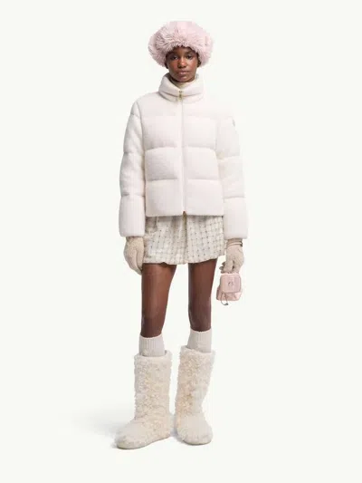 Moncler Short Down Jacket Mornas In Neutral