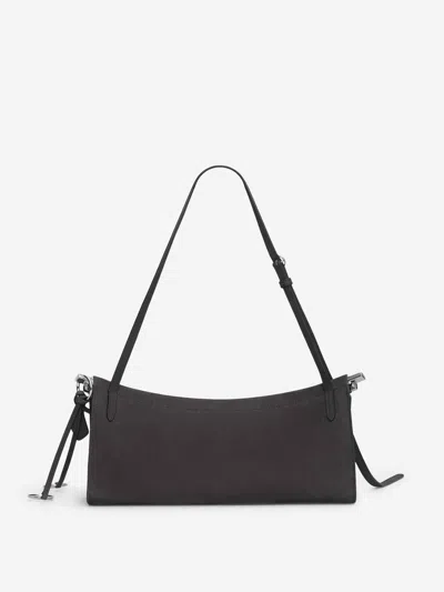 Alaïa East West Leather Shoulder Bag With Engraved Lettering Logo In Gray